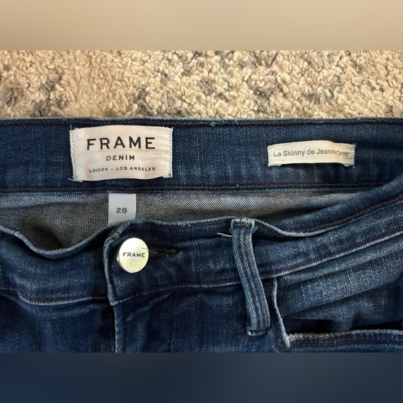 Frame! Le Skinny Jeans Cropped Length High Rise Medium Blue Designer Denim Sz 28 - Picture 4 of 7